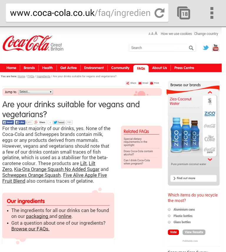 Drinks that are NOT suitable for vegetarians